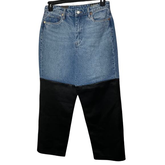 Revolve Blank NYC Colorblock Faux Leather Wide Leg Jeans NWT - Picture 2 of 5